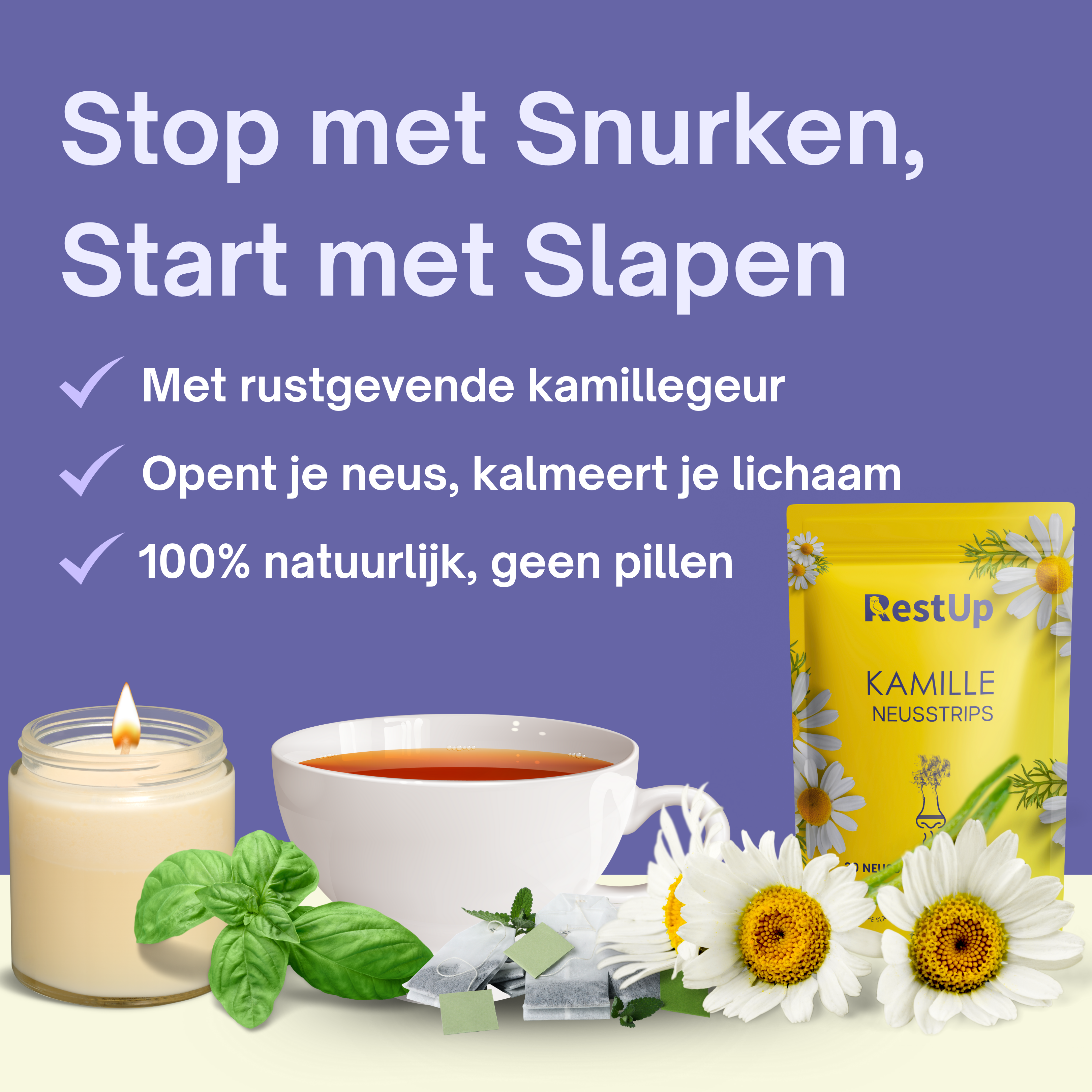 RestUp Kamille Neusstrips | Slaap Eindelijk Door – Natuurlijk & Zonder Medicatie